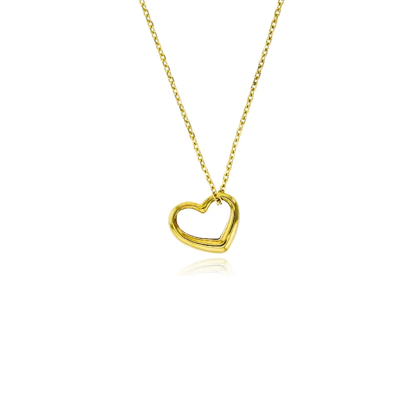 rose gold necklaces for women -Yellow Gold Open Heart Fancy Necklace (14K)