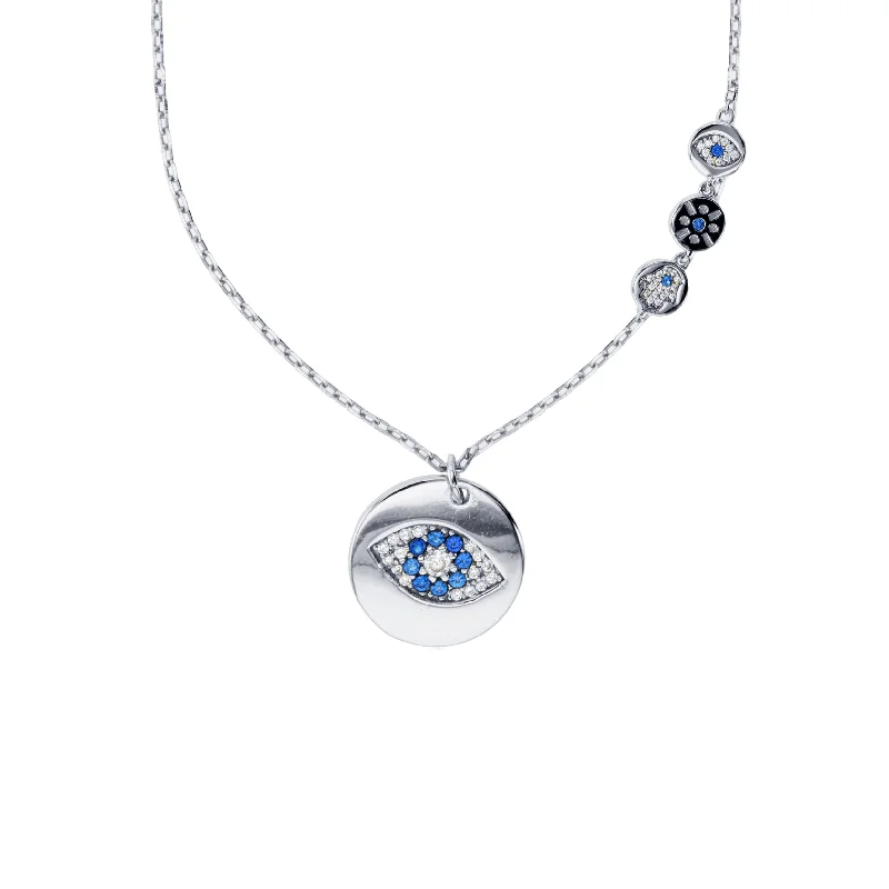 diamond pendant necklaces for women -Evil Eye Necklace (Silver)