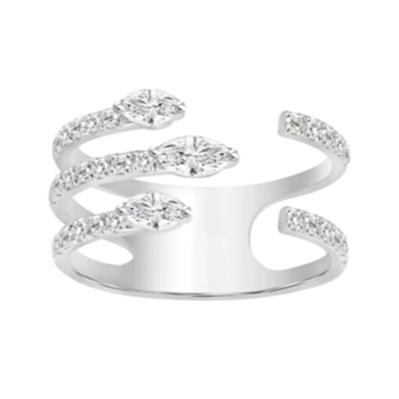 pinky rings for women -Triple Claw Marquise Ring