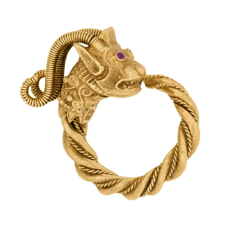 handmade rings for women -LALAoUNIS Estate 18k Ruby Dragon Ring