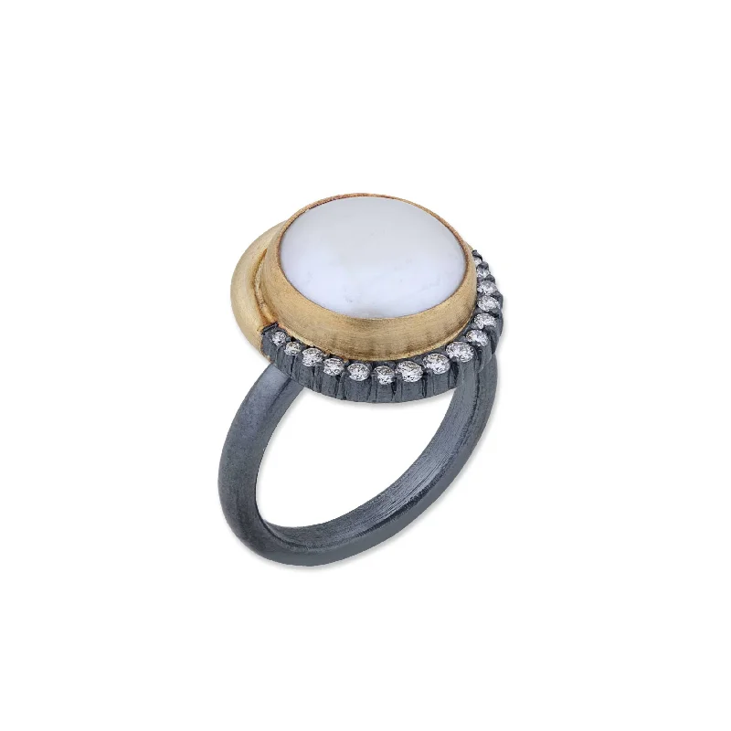 platinum engagement rings for women -Lika Behar Pearl "Luna" Ring