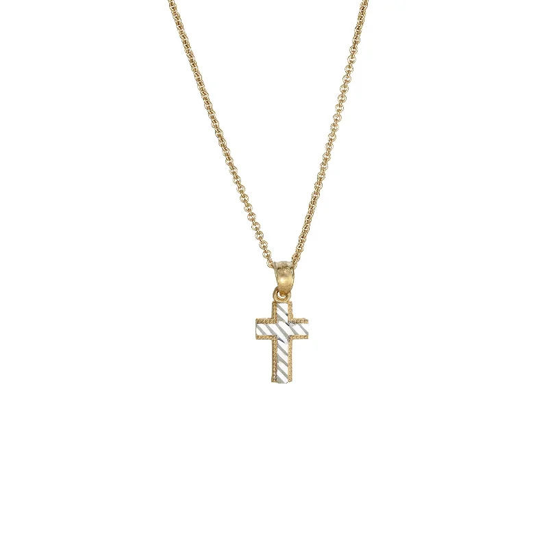 long necklaces for women -Two-tone Diagonal Cross Fancy Necklace (14K)