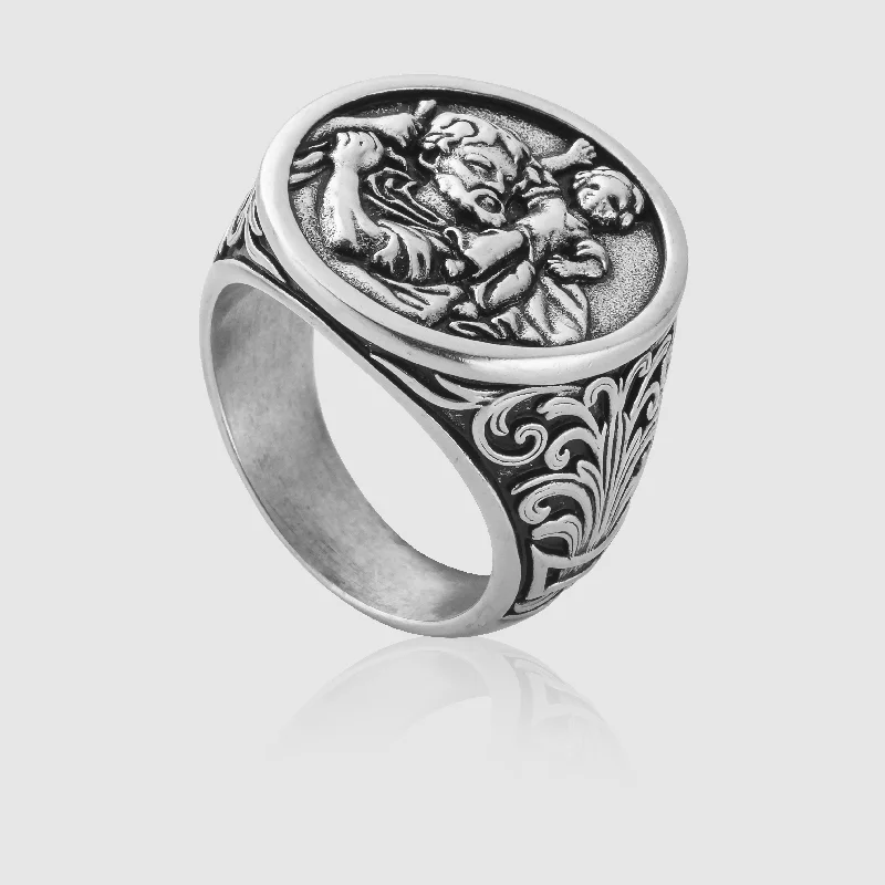 titanium wedding bands for women -St. Christopher Ring (Silver)