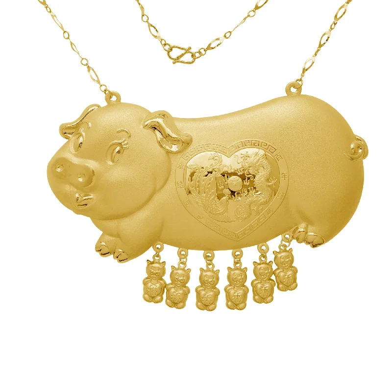 boho necklaces for women -[3 inch] Lucky Pig Wedding Bridal Necklace (24K)