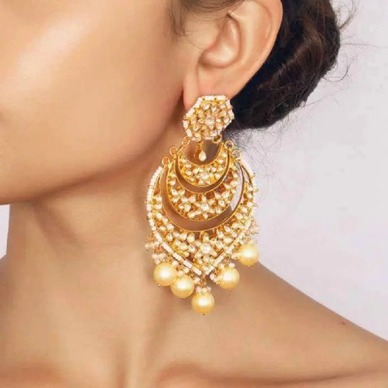 crystal stud earrings for women -Silver Gold Plated Chandbali