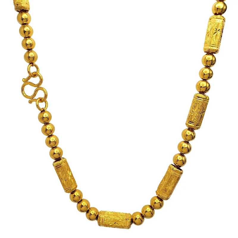 crystal chain necklaces for women -Diamond-Cut Barrel & Ball Necklace (24K)