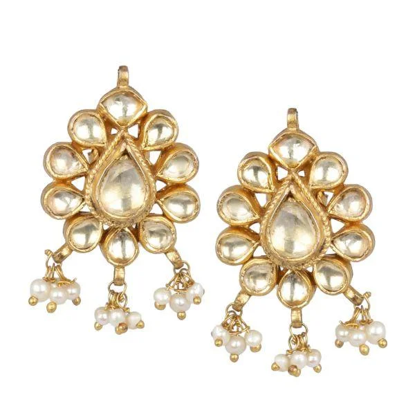 cubic zirconia earrings for women -Jadau Silver Studs