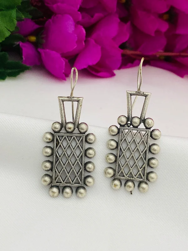 stylish earrings for women -Trendy Silver Color Designer Oxidized Earrings For Women