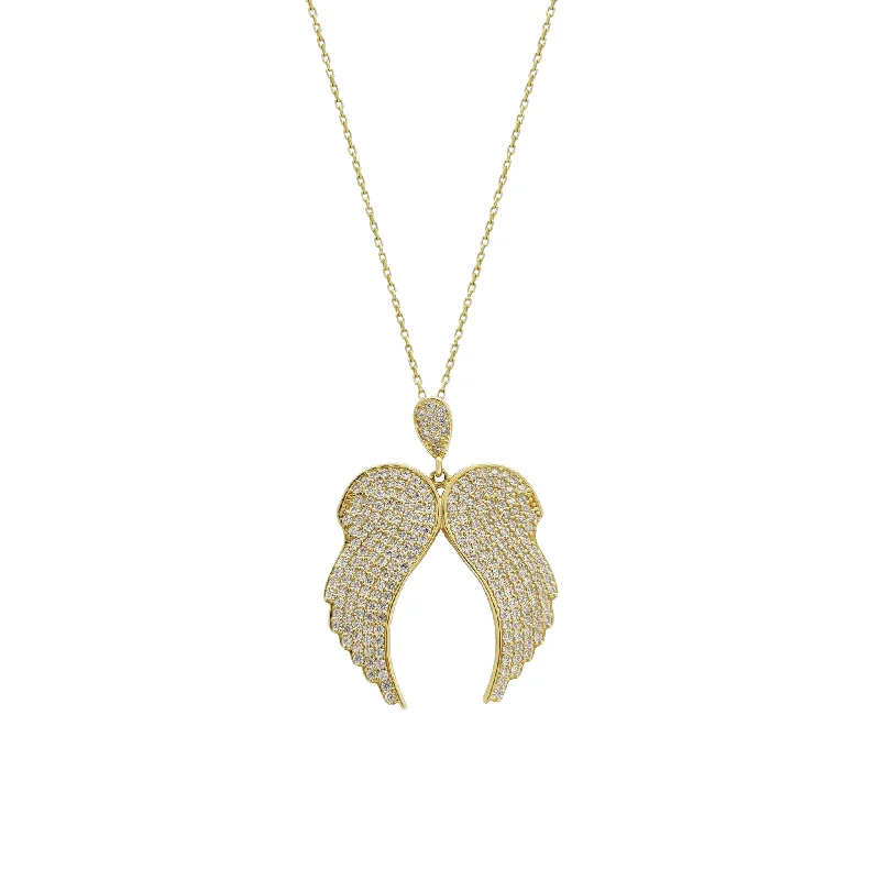 solid gold necklaces for women -Icy Winged Necklace (14K)