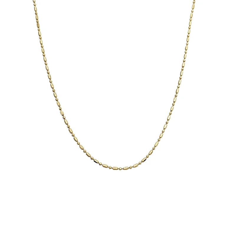 minimalist gold necklaces for women -Bar Bead Necklace (14K)