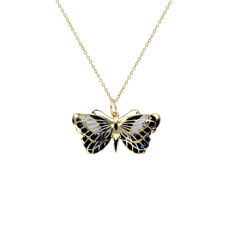 minimalist necklaces for women -Textured Enameled Butterfly Necklace (14K)