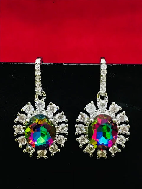 ear cuffs for women -Beautiful Multicolored American Diamond Earrings