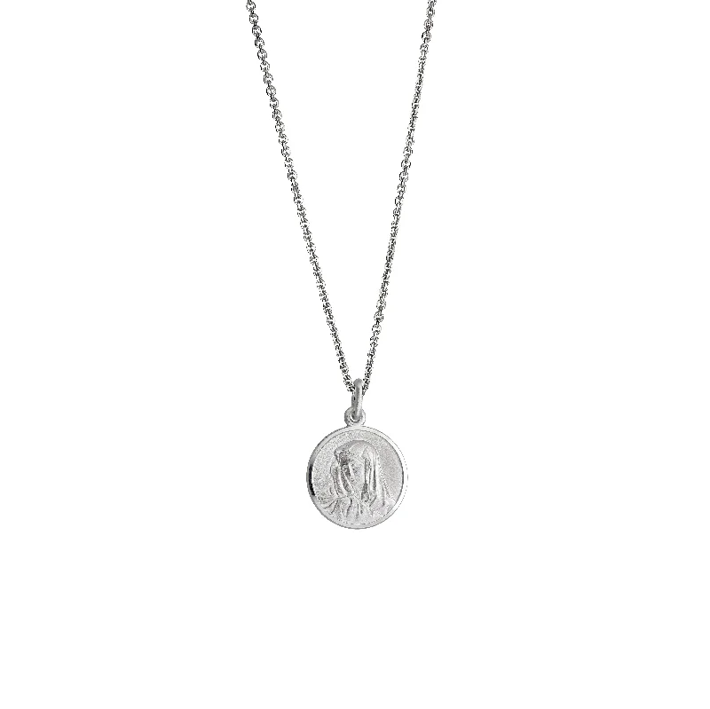 round pendant necklaces for women -Virgin Mary Necklace (Silver)