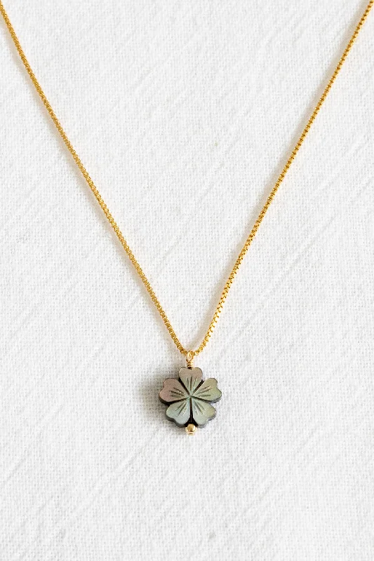 birthstone pendant necklaces for women -Black Petal Flower Bead Box Necklace