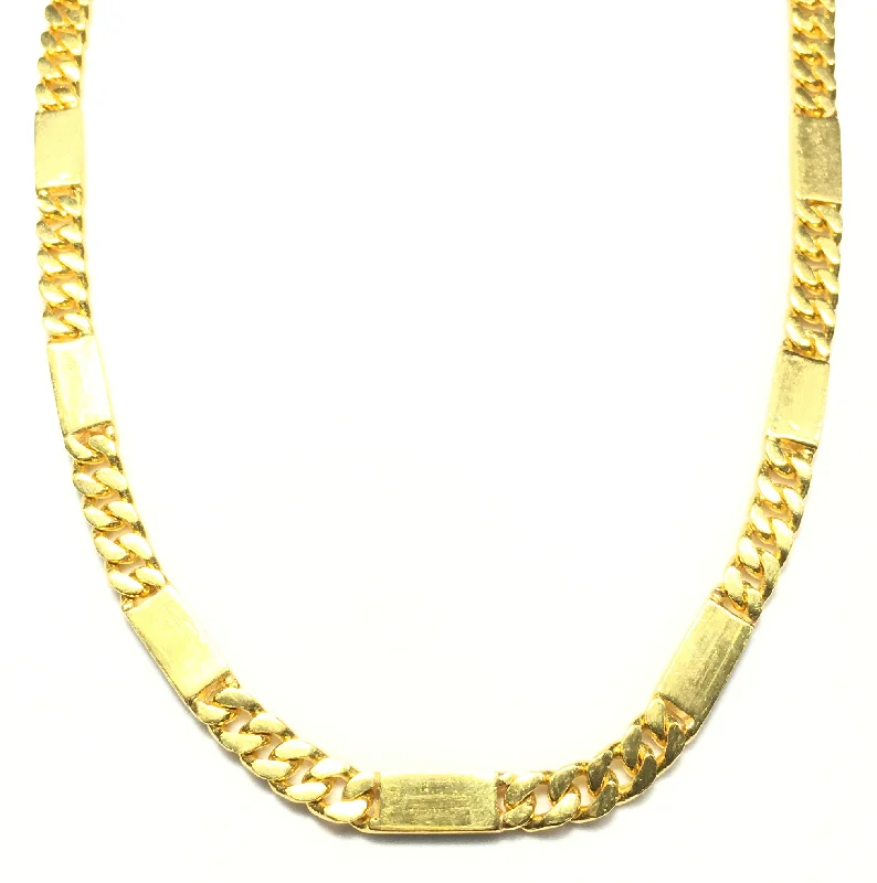 holiday necklaces for women -Curb Link and Bar Solid Necklace (24K)