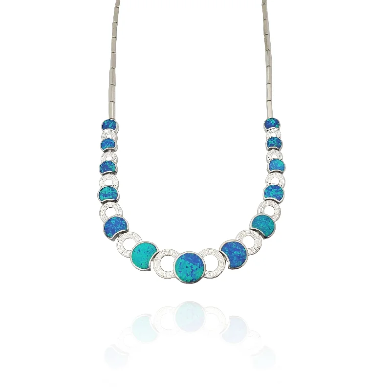 emerald necklaces for women -Blue Oval Opal Necklace (Silver)