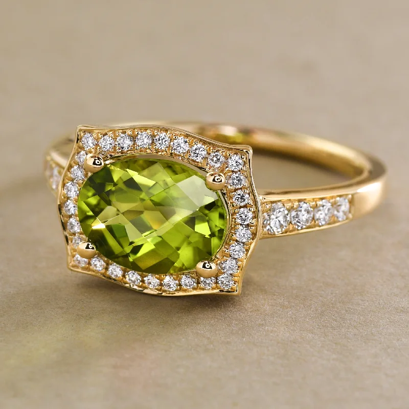 adjustable rings for women -Extra-Sparkly Peridot Ring