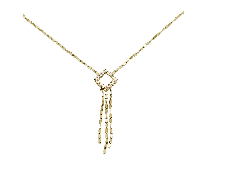 chunky necklaces for women -Gemstone Core [Circle] Tassel Fancy Necklace (14K)