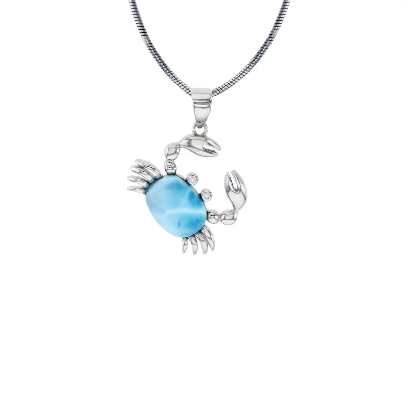 name necklaces for women -Larimar Crab Snake Necklace (Silver)