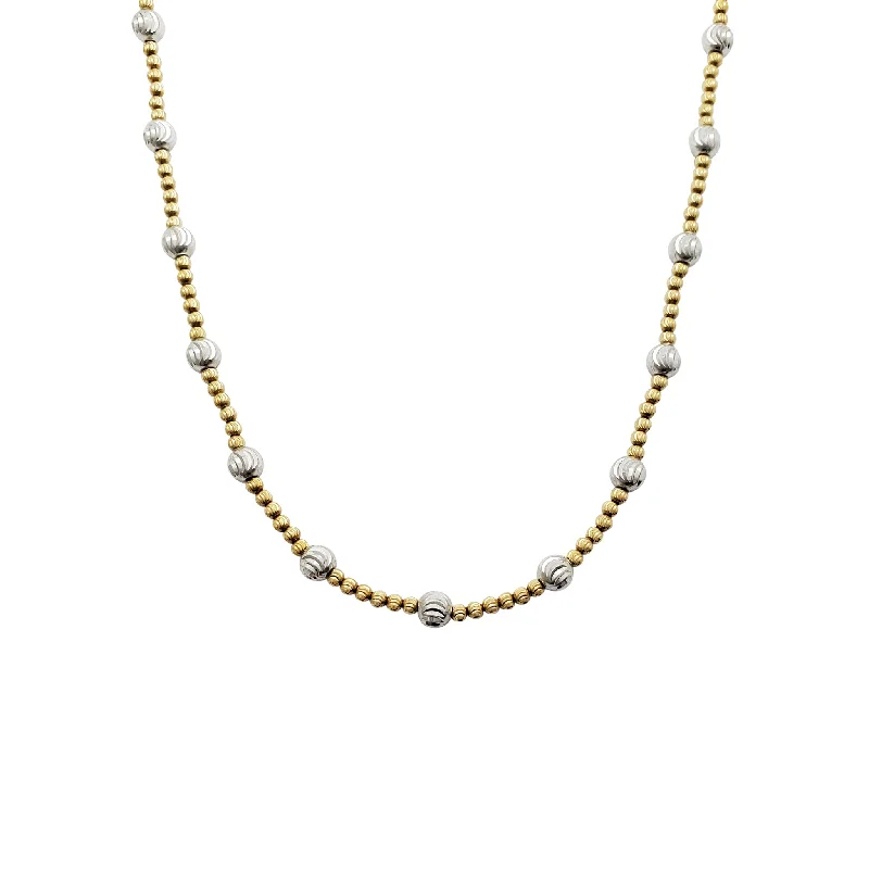 diamond pendant necklaces for women -Two-Tone Sequenced Beads Necklace (14K)