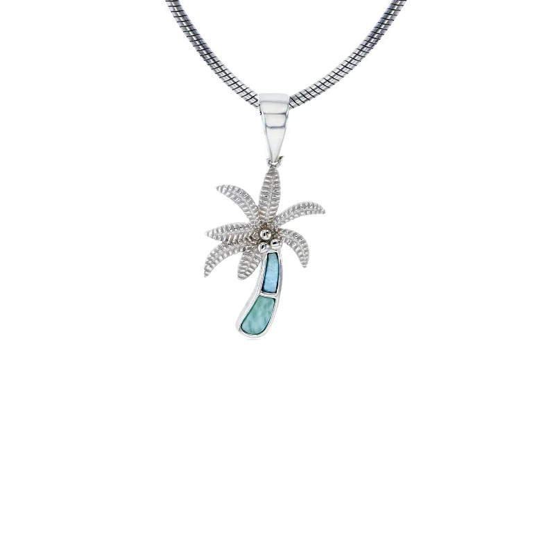 antique gold necklaces for women -Larimar Palm Trees Necklace (Silver)