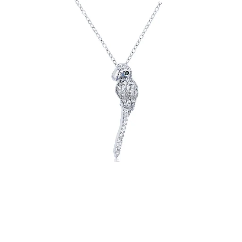 crystal necklaces for women -Iced-Out Parrot Necklace (Silver)