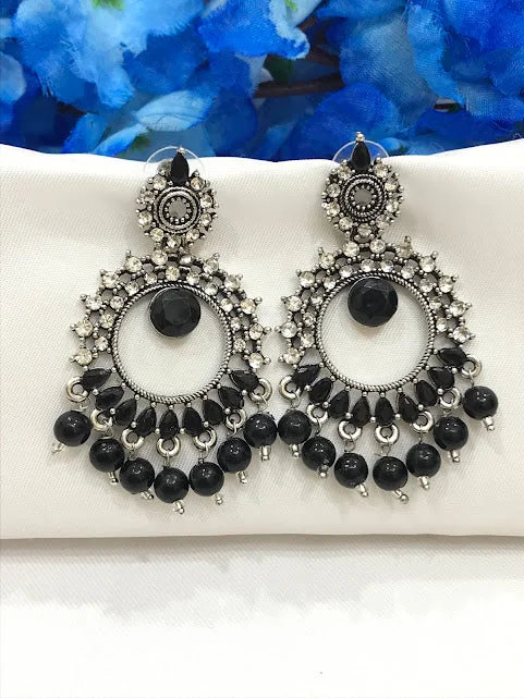 zirconia stud earrings for women -Gorgeous Black Colored Oxidized Earrings For Women