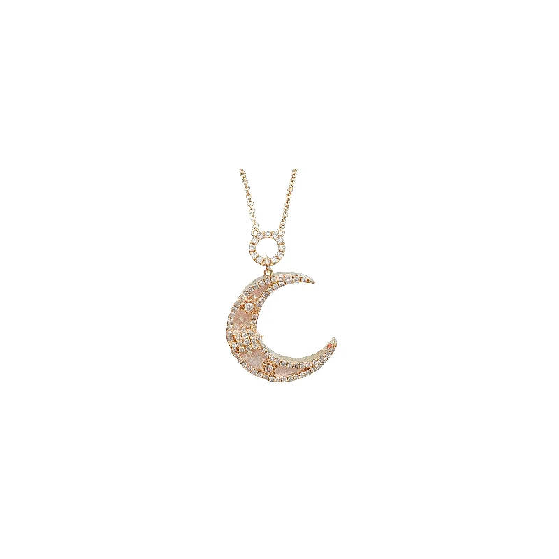 geometric necklaces for women -Diamond Moon Necklace (14K)