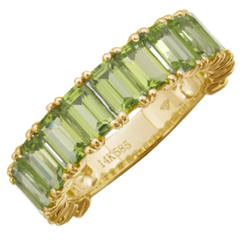 gold wedding rings for women -14k Gold 3/4 Gemstone Peridot Ring