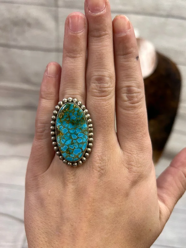 diamond engagement rings for women -Oval Turquoise Ring