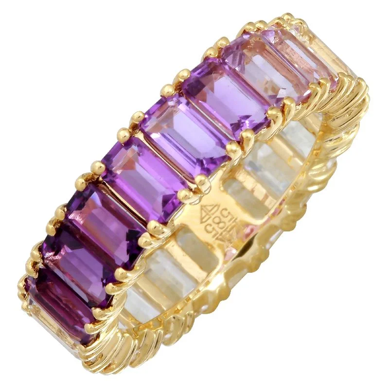 engagement rings with diamonds for women -14k Gold Gemstone Ombre Eternity Ring