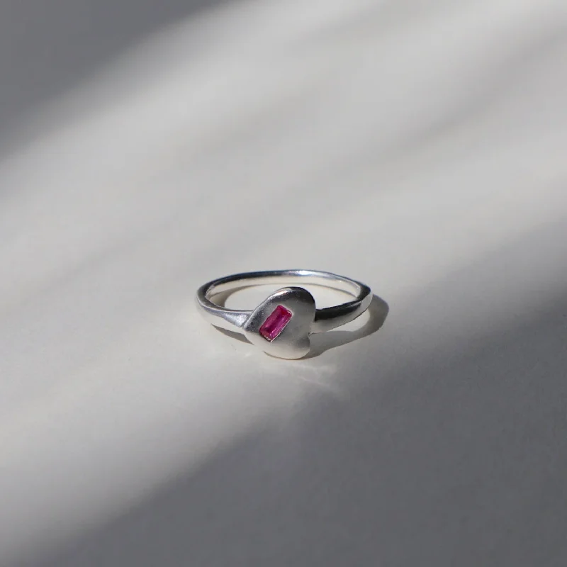 affordable diamond rings for women -'Power Pinkie' Heart Ring