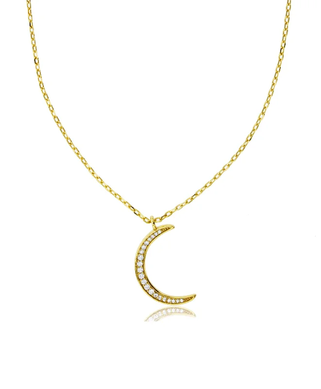 chunky necklaces for women -Crescent Moon Fancy Necklace (Silver)