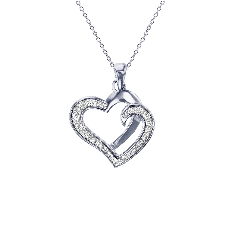 solid gold necklaces for women -Double Heart Necklace (Silver)