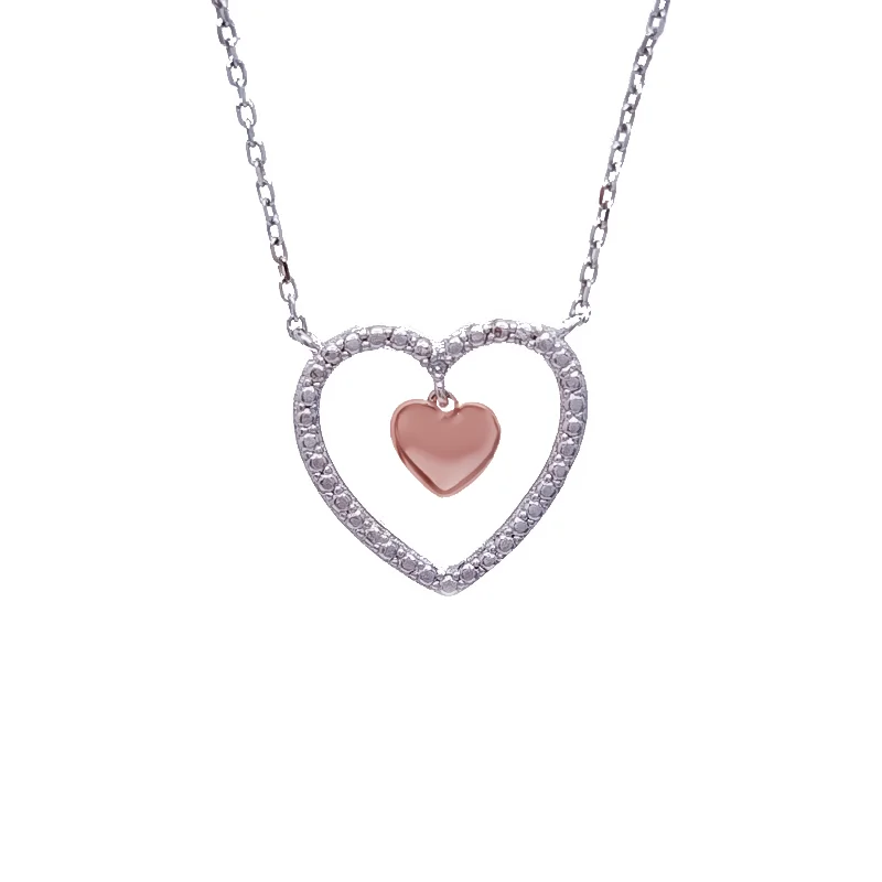 antique necklaces for women -Two Hearts Necklace (Silver)