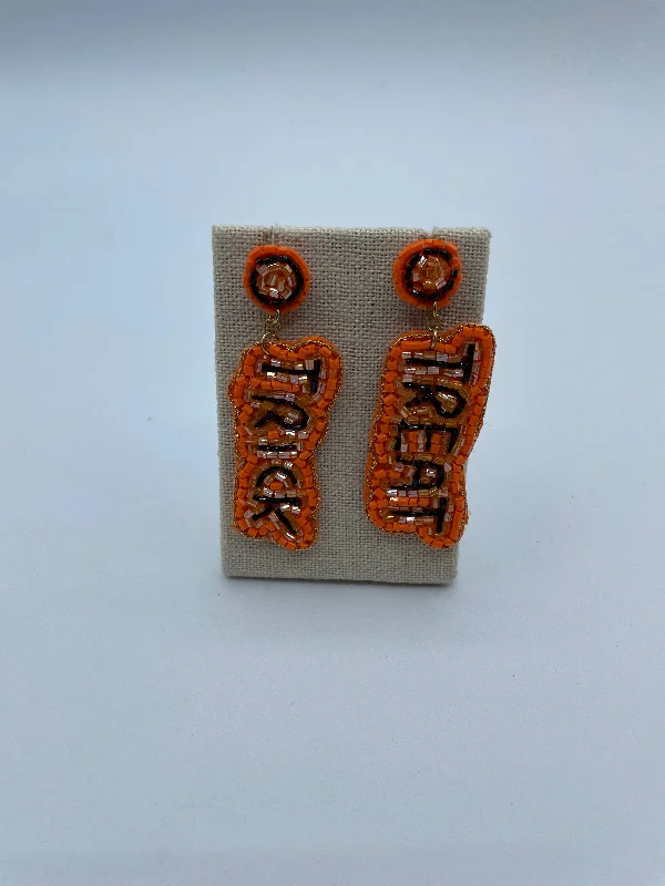 sterling silver earrings for women -Orange Trick or Treat Earrings