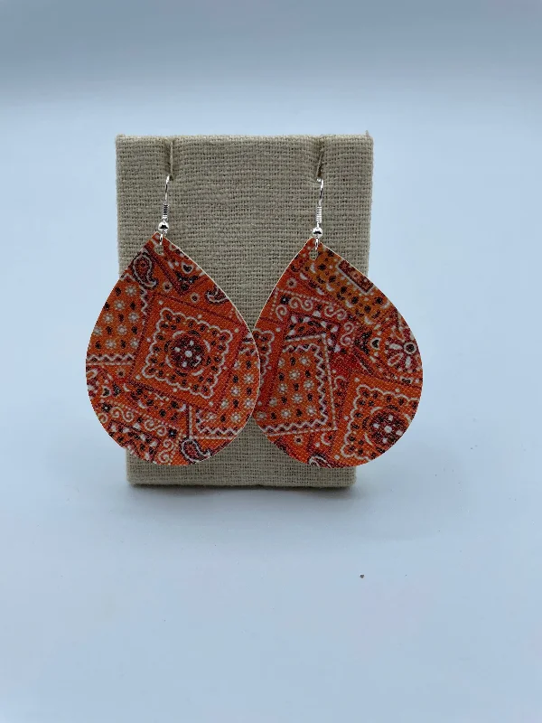 ethnic earrings for women -Faux Orange Bandana Earrings