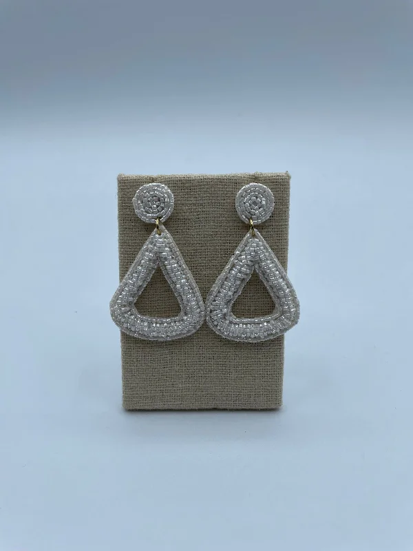 chic earrings for women -White Beaded Triangle Earrings