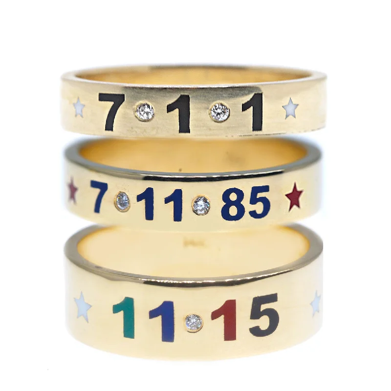 unique rings for women -Custom Lucky Digits Enamel Ring