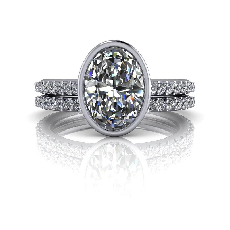 engagement rings with colored stones for women -Katarina No. 2 Moissanite Bridal Set