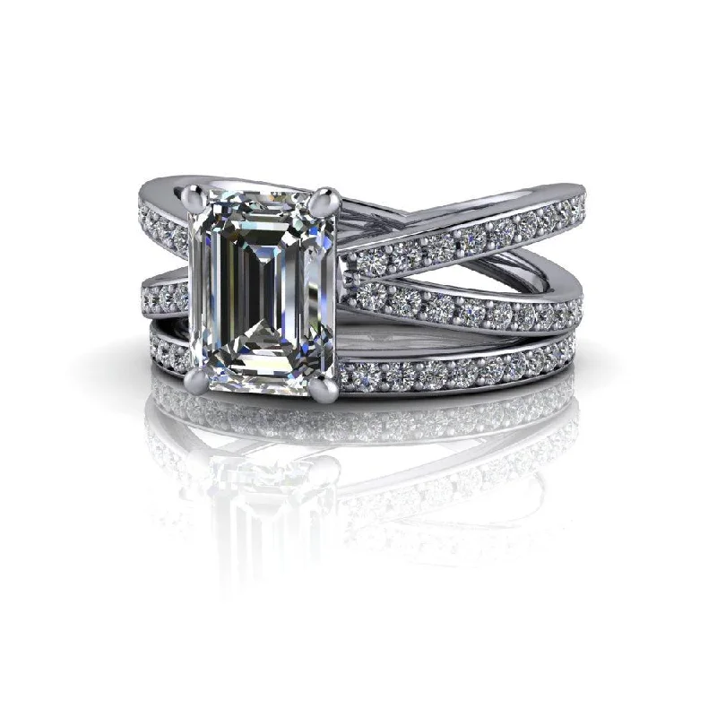 round cut engagement rings for women -Ada No. 2 Moissanite Bridal Set