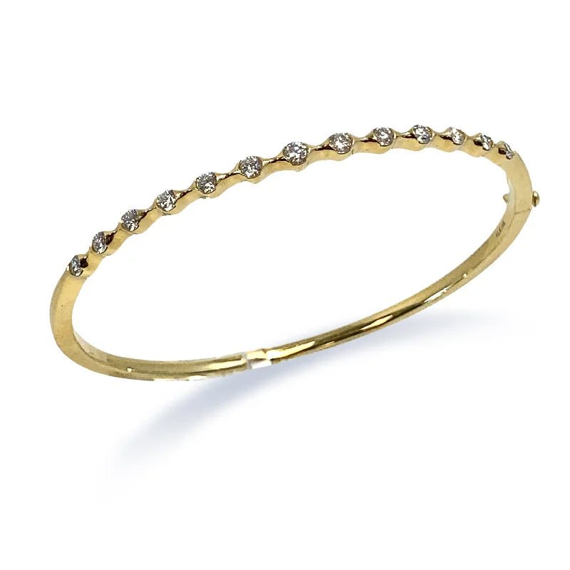 simple bracelets for women -Gold and Diamond Bangle Bracelet