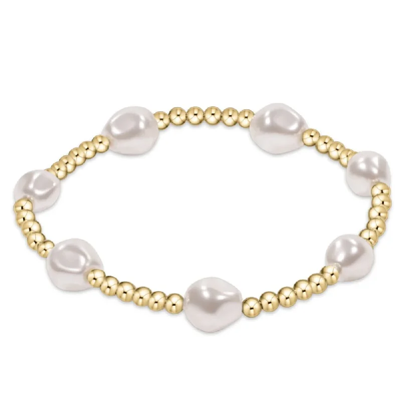 anniversary bracelets for women -enewton 6.25" Admire Gold 3mm Bead Bracelet - Pearl