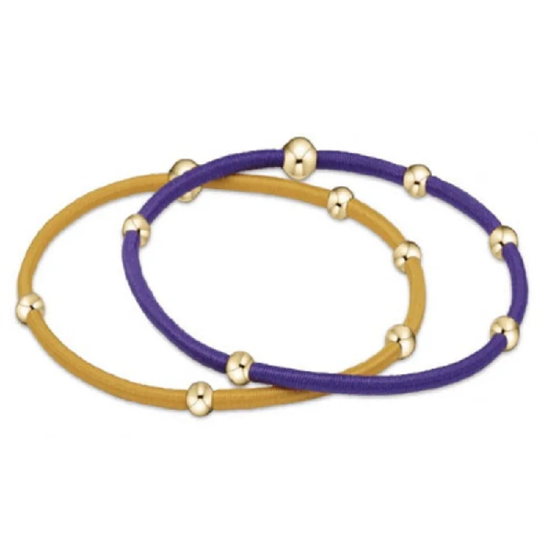 jade bracelets for women -enewton "e"ssentials Gameday Deep Purple-Golden Yellow Hair Bracelets - Set of 2