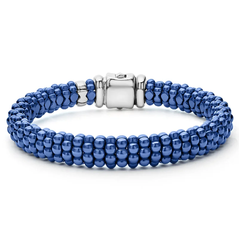 hand-stamped bracelets for women -Lagos Blue Caviar Ultramarine 9mm Bracelet