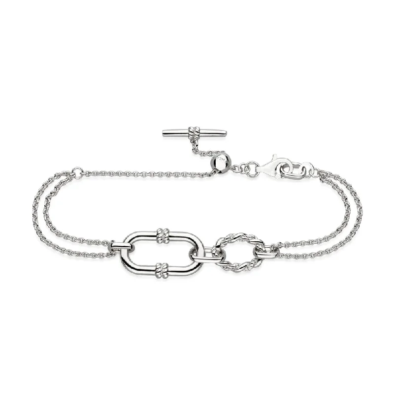 wedding bangles for women -Kit Heath Marina Rope Link Duo Grande Twin Chain Slider Bracelet