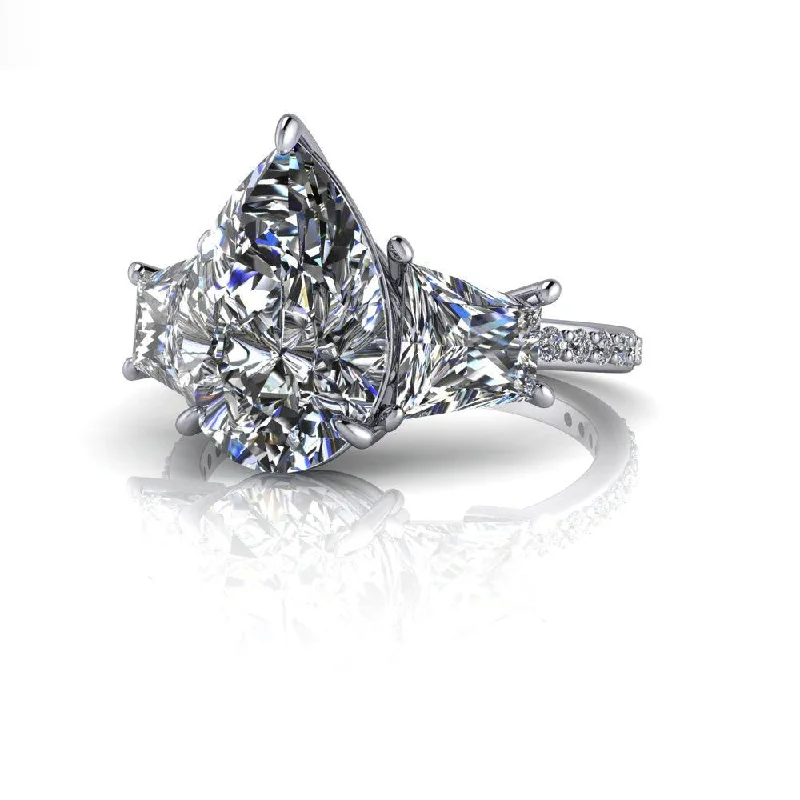 pear-shaped engagement rings for women -Lena No. 1 Moissanite Ring