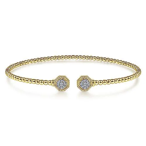 cuff bracelets for women -Diamond Hexagon Split Bangle Bracelet