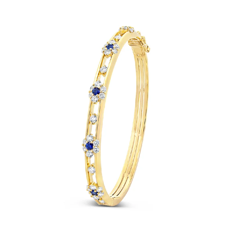 unique bangles for women -Jack Kelege 18k Diamond and Sapphire Bangle Bracelet