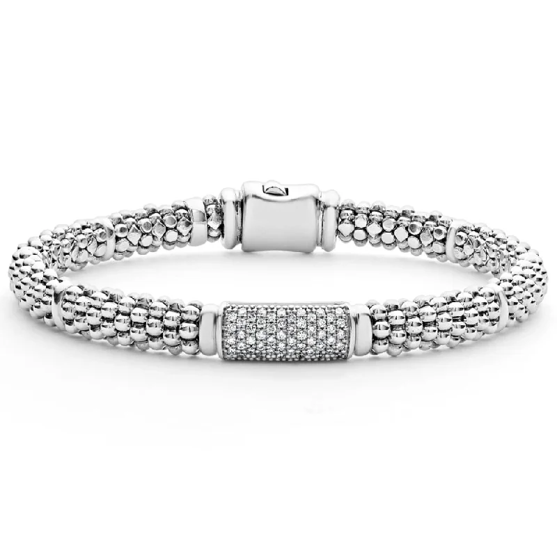 gemstone bangles for women -Lagos 6mm Caviar Diamond Bracelet